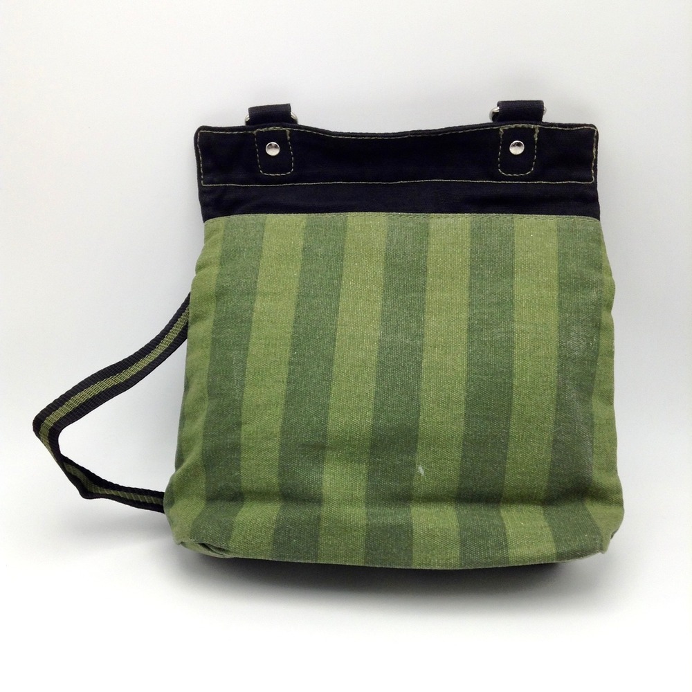 Disney Mickey Mouse Crossbody‎ Bag Green Striped Canvas Purse - Picture 7 of 8